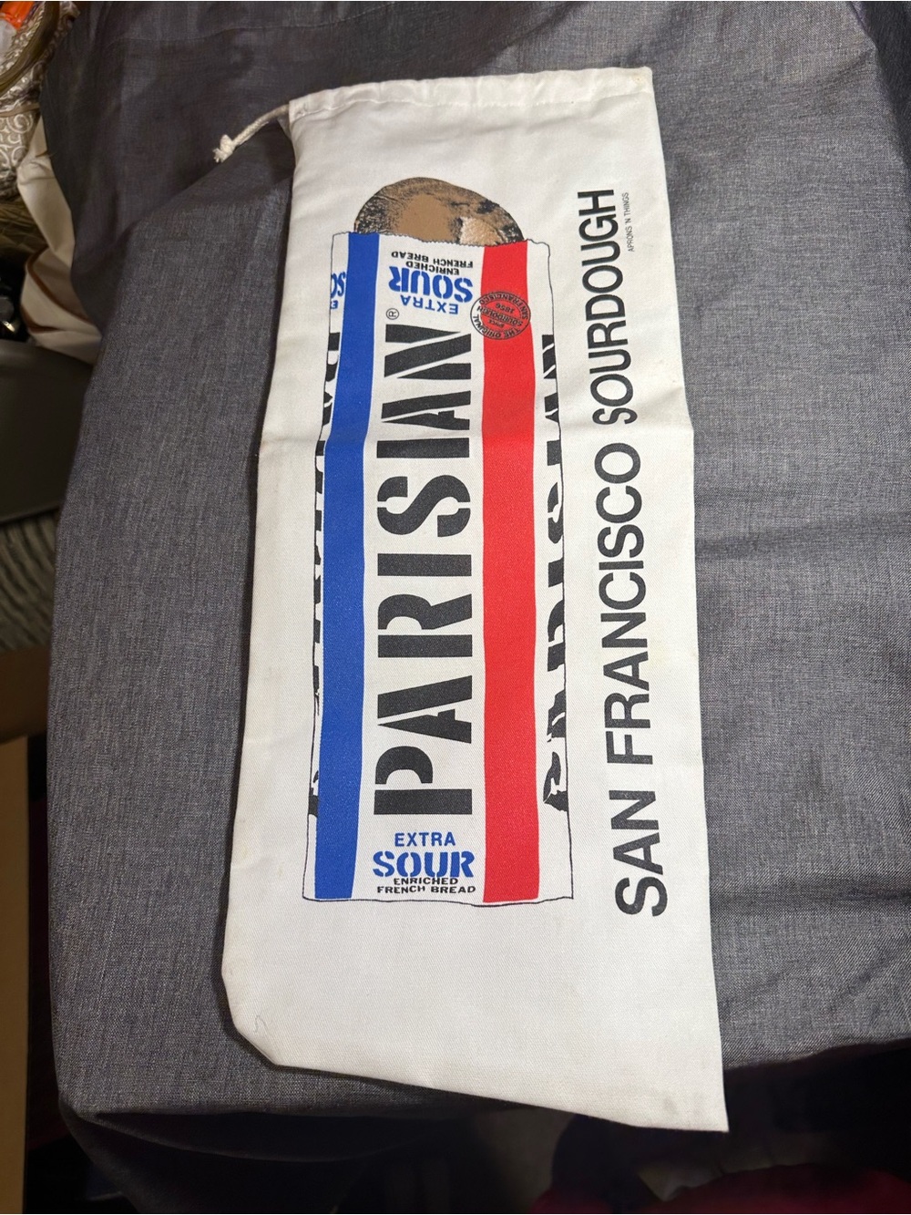 San Francisco Sourdough Artisan Canvas Drawstring Bag - White